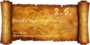 Kozányi Irén névjegykártya