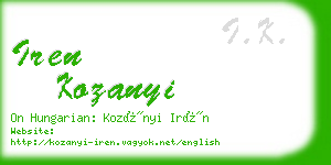 iren kozanyi business card